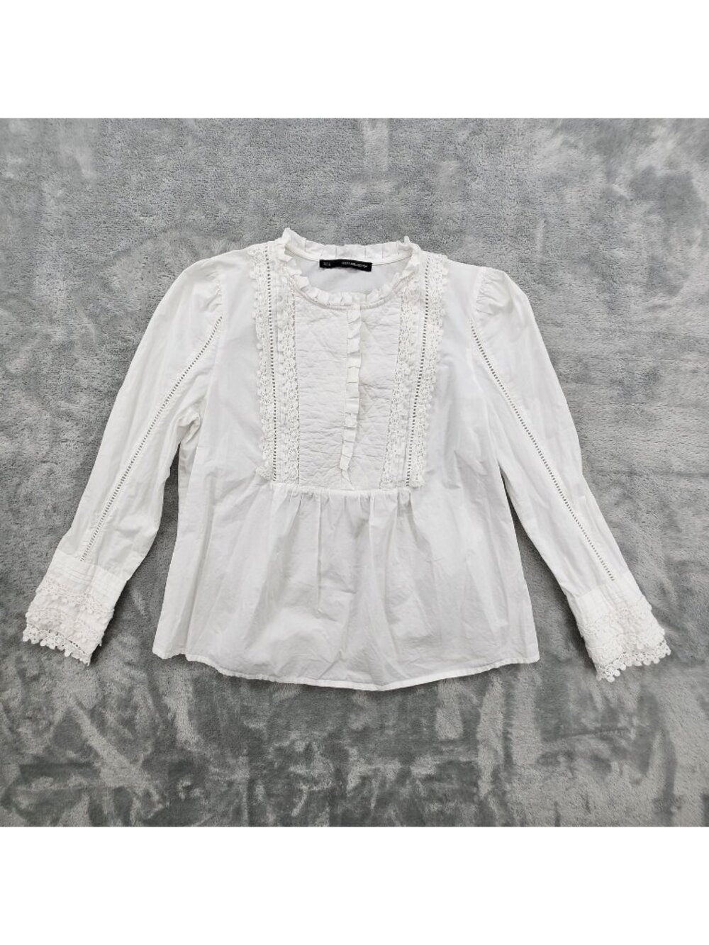 Sfera Collection Ruffle Blouse Medium Lace Crochet Victorian Steampunk Gothic